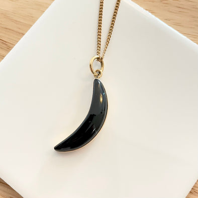Obsidian Crescent Moon Necklace
