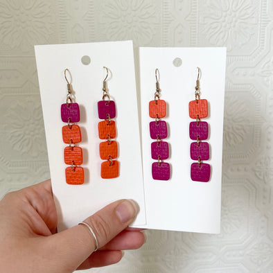 Textured Orange/Fuchsia Earrings