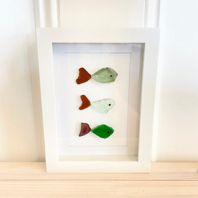 Three Fish Beach Glass art