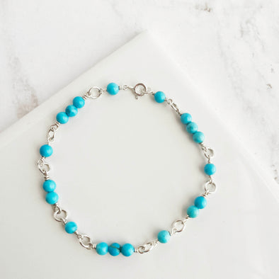 Silver 3-2-1 Gemstone Bracelet - Turquoise