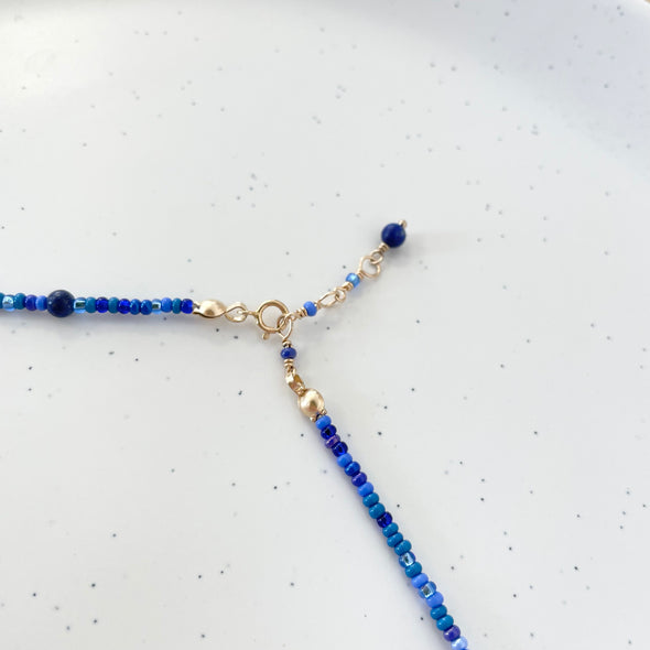 Blue Beaded Necklace with Sodalite & Lapis