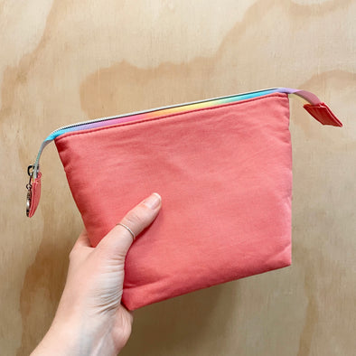 Medium Zippered Pouch  - Coral