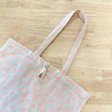Pink Polka Dot Cotton Tote Bag