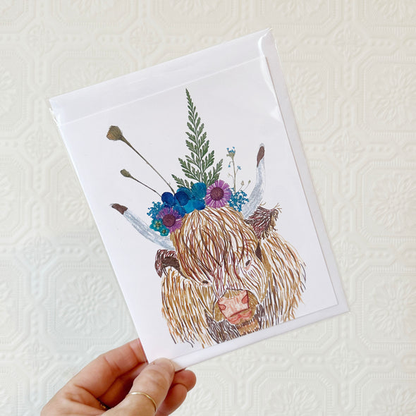 Bull with Flower Crown Greeting Card