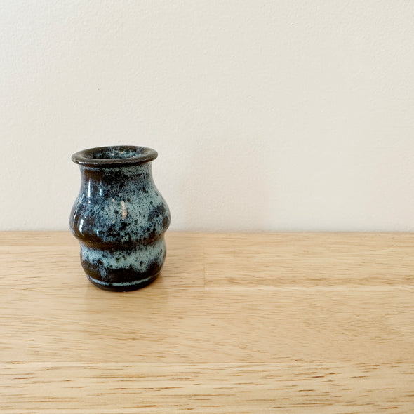 Curvy Blue and Black Bud Vase