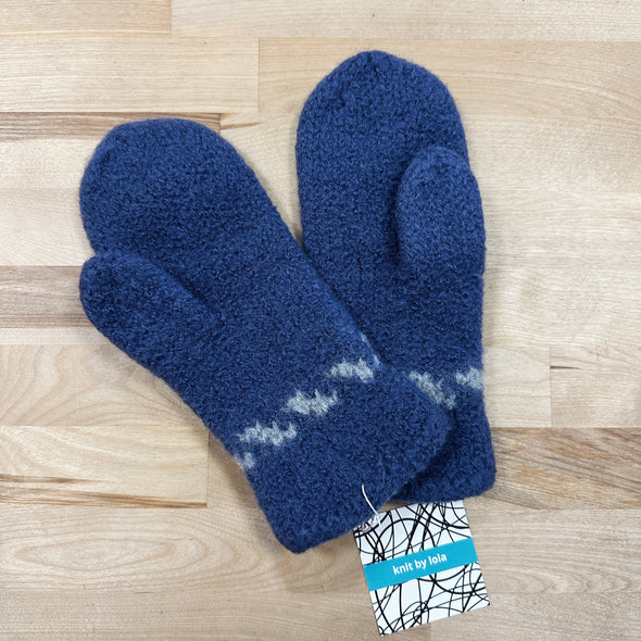 Felted Wool Mittens - Blue