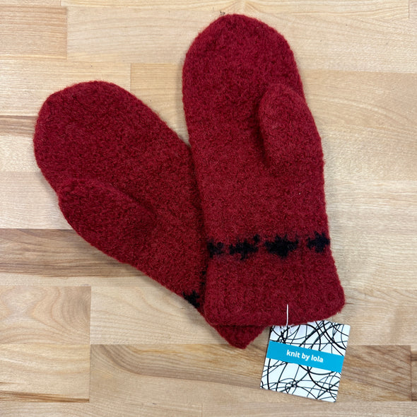 Felted Wool Mittens - Red