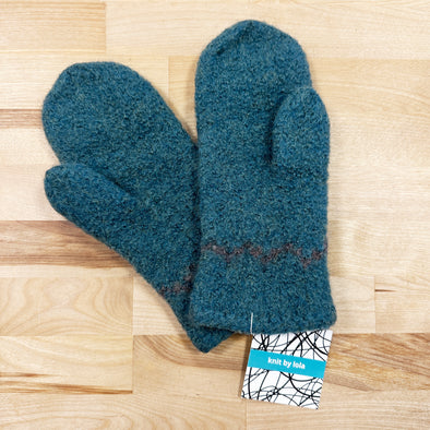 Felted Wool Mittens - Greeny