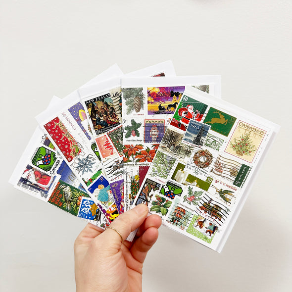 Christmas Stamp Collage Cards - 5 Pack