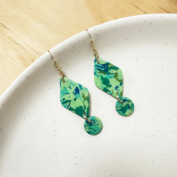 Green Marble Diamond Earrings
