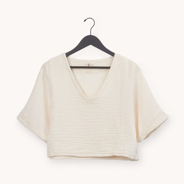 Crinkle Crop Top - Cream