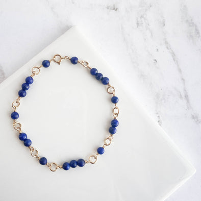 Gold Fill 3-2-1 Gemstone Bracelet - Lapis Lazuli