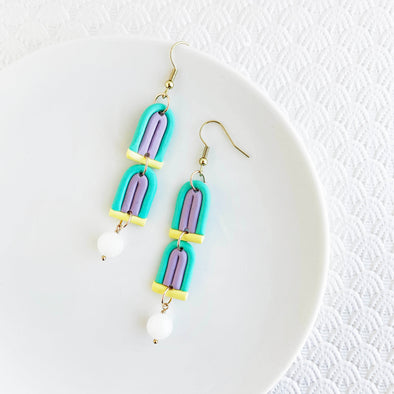 Baby Arch Earrings - Teal and Purple