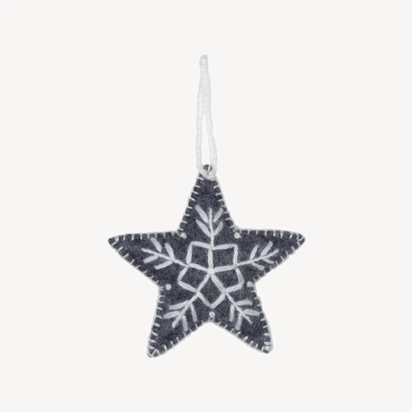 Grey Star Felted Ornament