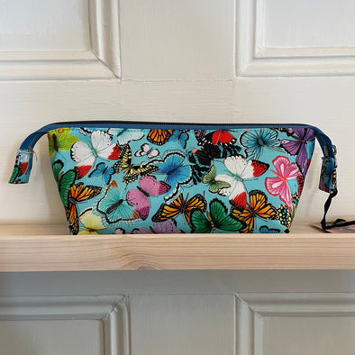 Small Zippered Pouch - Butterflies on Turquoise