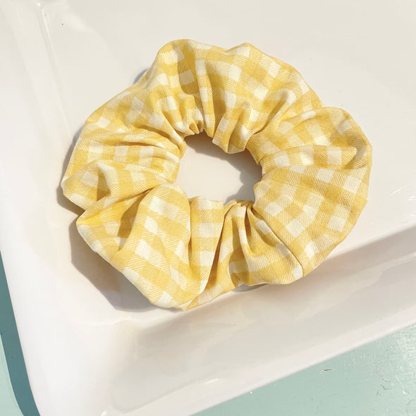 Yellow Plaid Scrunchie