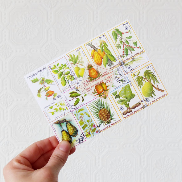 Stamp Collage Cards - Tropical Fruits