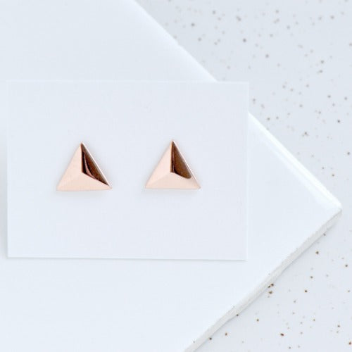 Faceted Triangle Stud Earrings